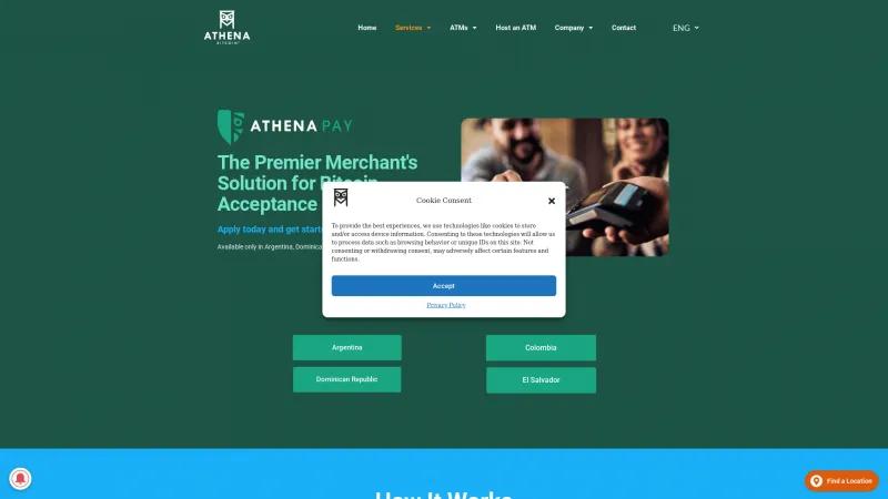 Homepage of Athena Pay