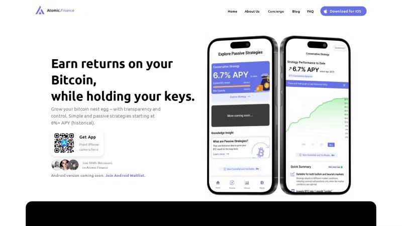 Homepage of Atomic.Finance