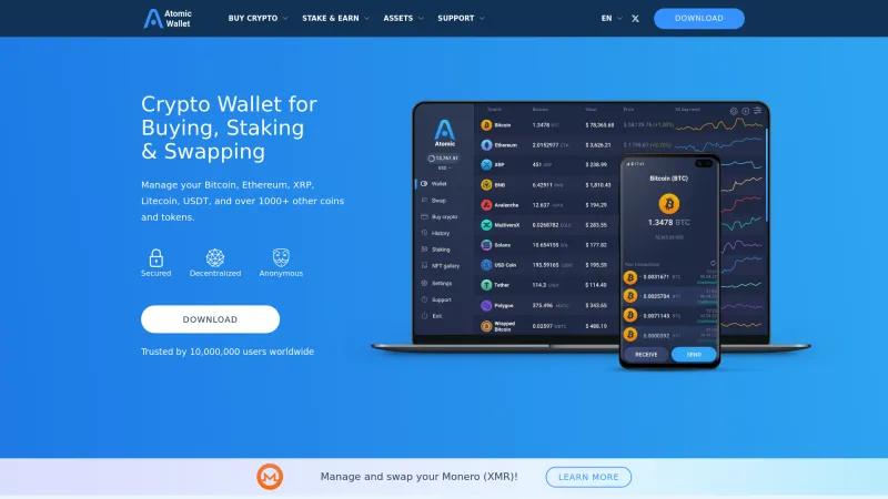 Homepage of Atomic Wallet