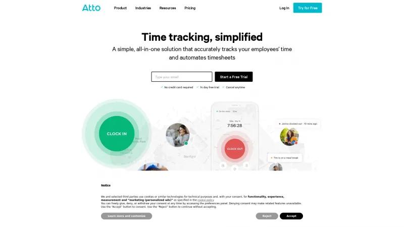 Homepage of Atto