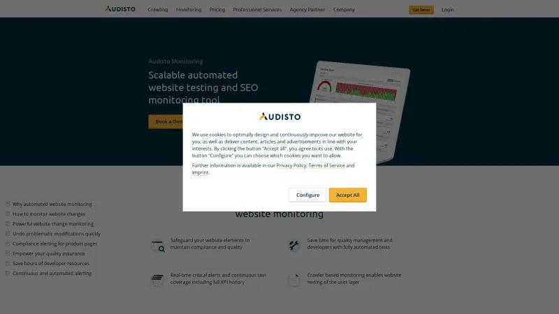 Homepage of Audisto Monitoring