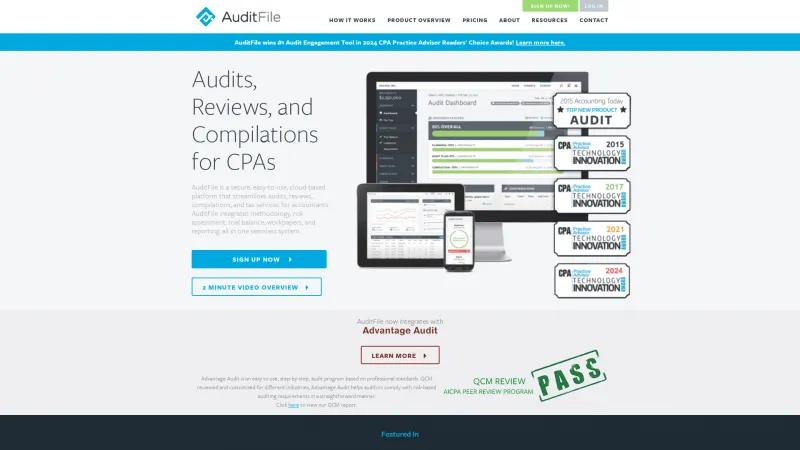 Homepage of AuditFile