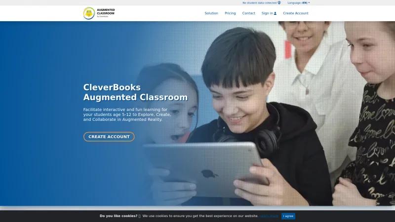 Homepage of CleverBooks Augmented Classroom