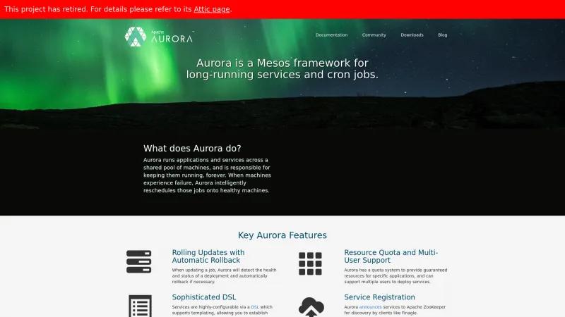 Homepage of Apache Aurora