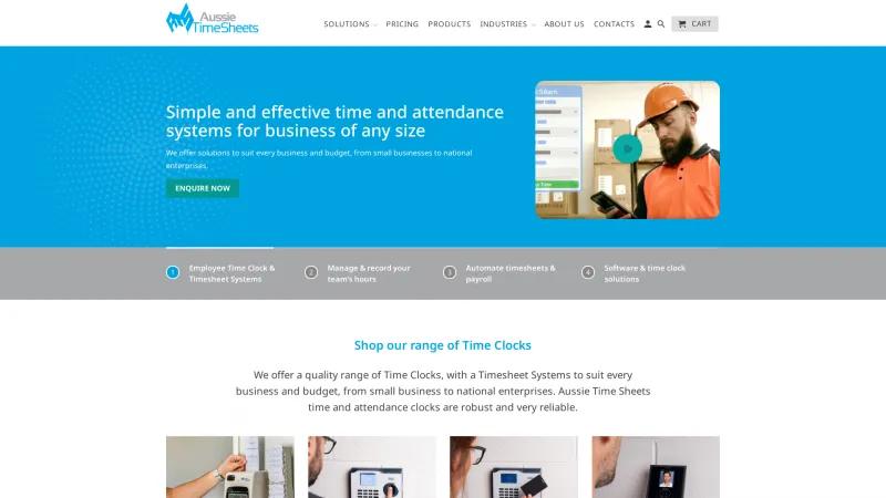 Homepage of Aussie Time Sheets Workforce TNA