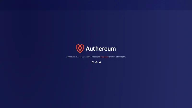 Homepage of Authereum