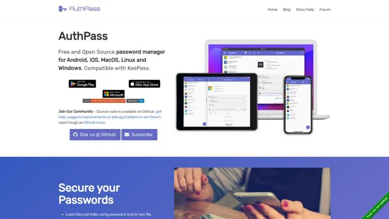 Homepage of AuthPass