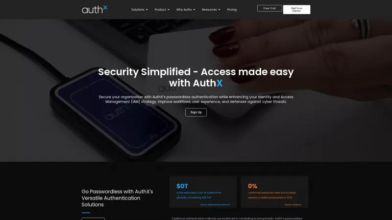 Homepage of AuthX