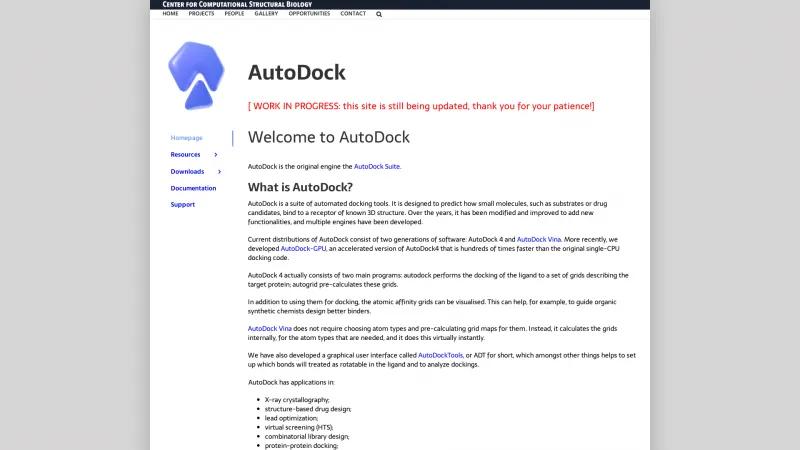 Homepage of AutoDock