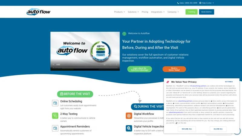 Homepage of Autoflow