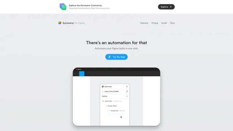 Homepage of Automater for Figma