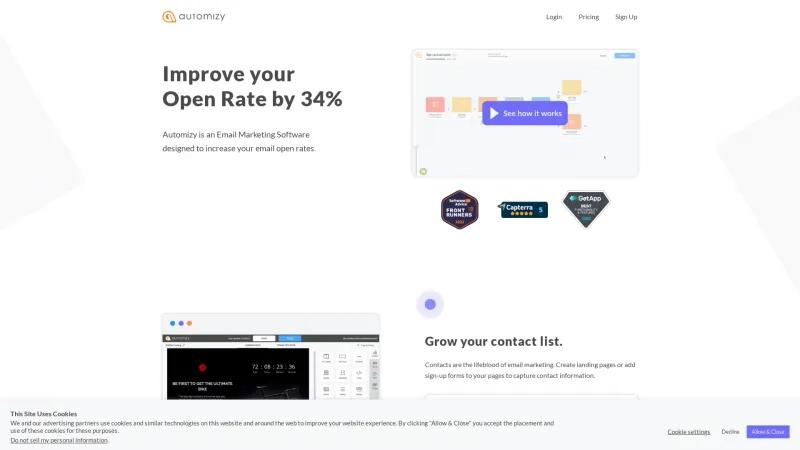 Homepage of Automizy