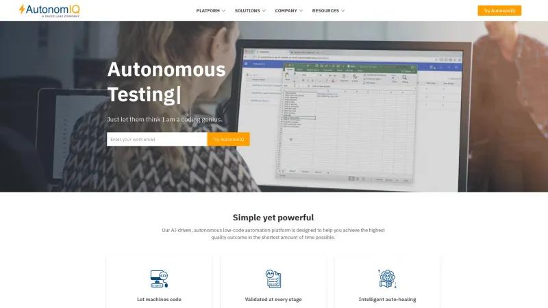 Homepage of AutonomIQ