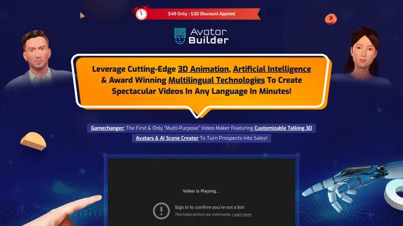 Homepage of AvatarBuilder