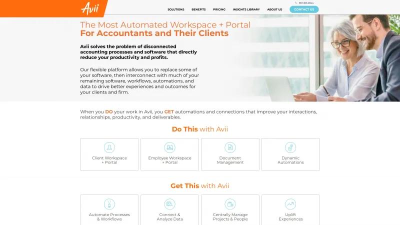 Homepage of Avii Workspace