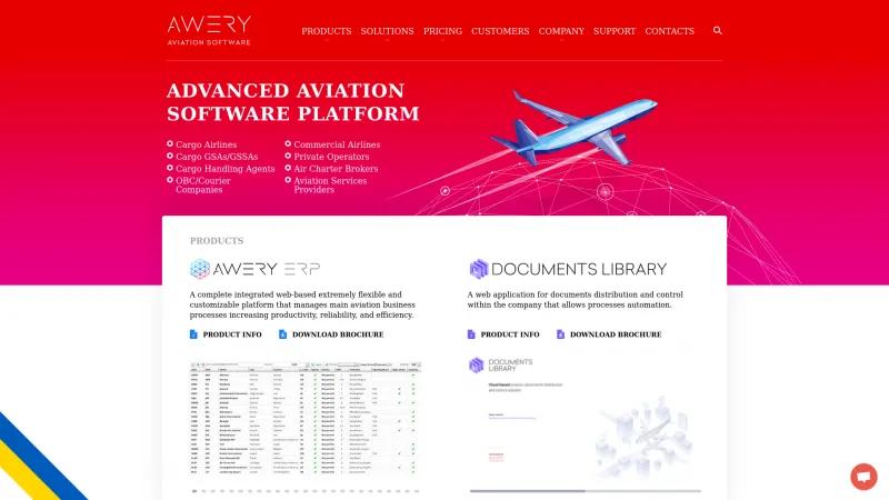 Homepage of Awery ERP