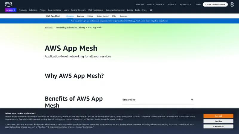 Homepage of AWS App Mesh