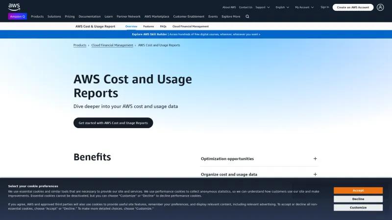 Homepage of AWS Cost & Usage Report