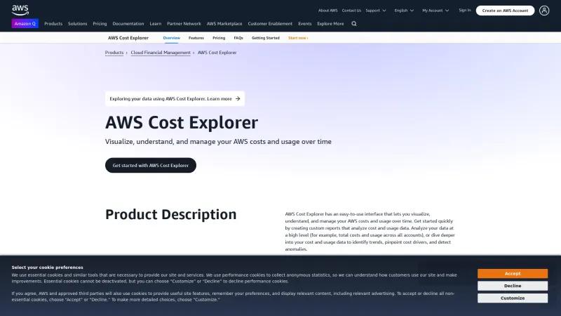 Homepage of AWS Cost Explorer