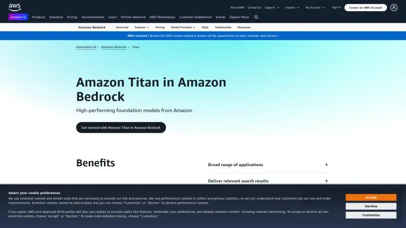 Homepage of Amazon Titan