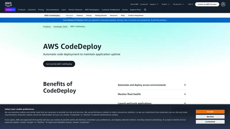 Homepage of AWS CodeDeploy