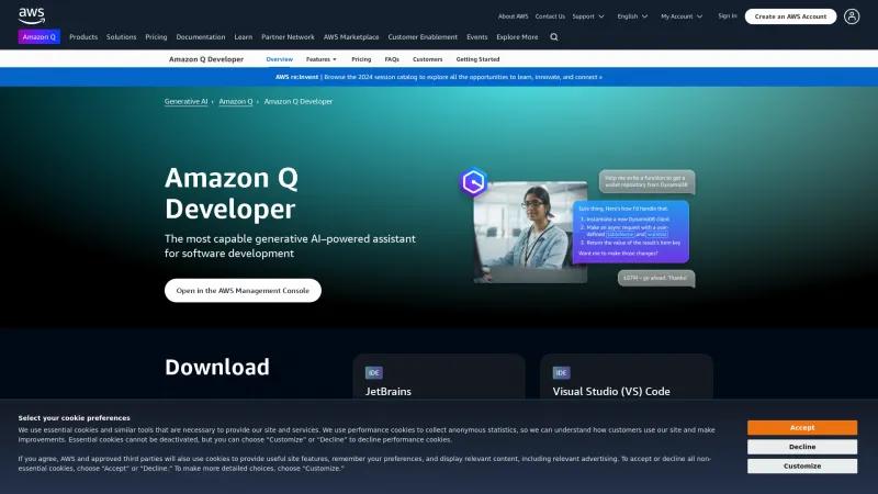 Homepage of Amazon CodeWhisperer