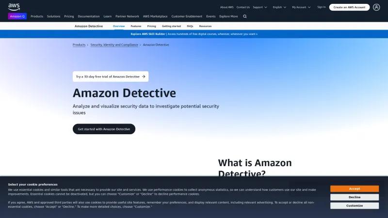 Homepage of Amazon Detective