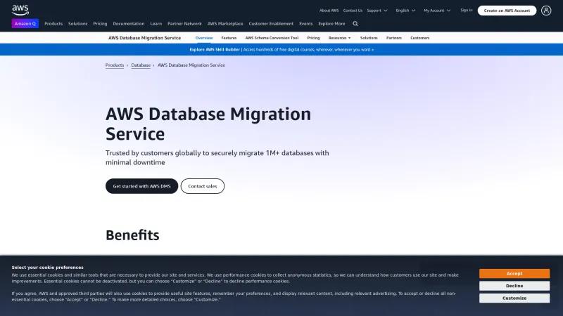 Homepage of AWS Database Migration Service