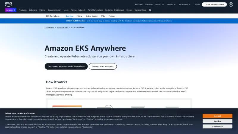 Homepage of Amazon EKS Anywhere