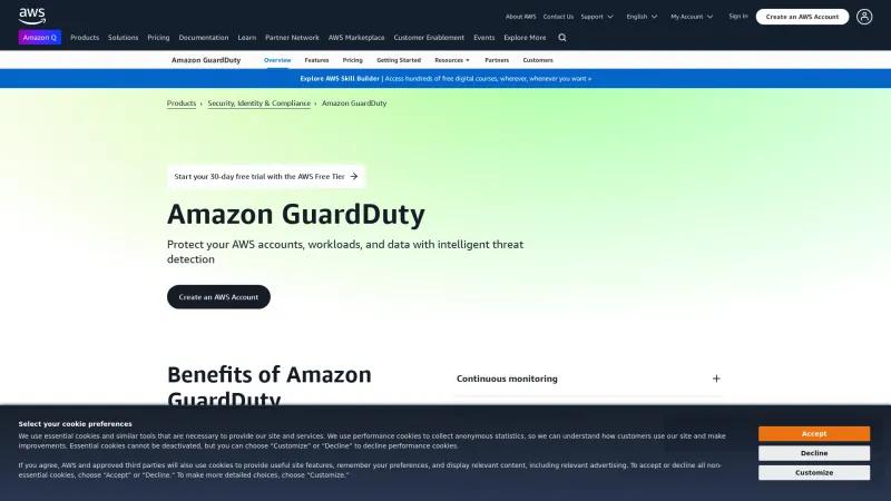 Homepage of Amazon GuardDuty