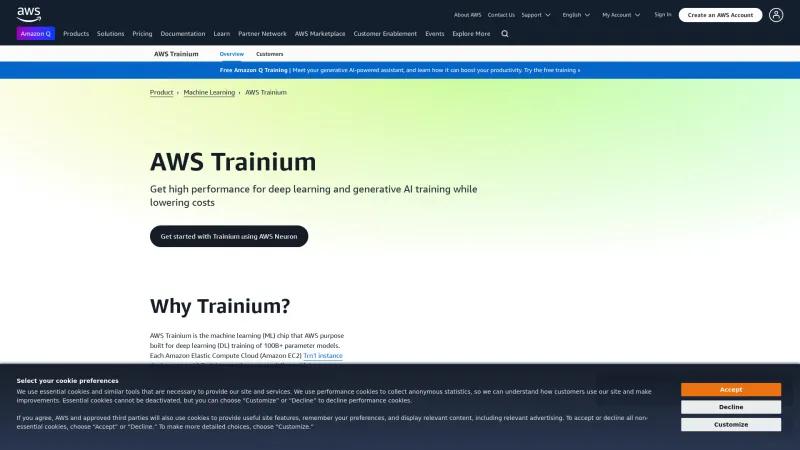 Homepage of AWS Trainium