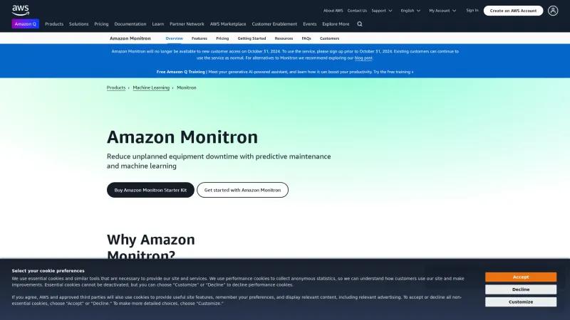 Homepage of Amazon Monitron