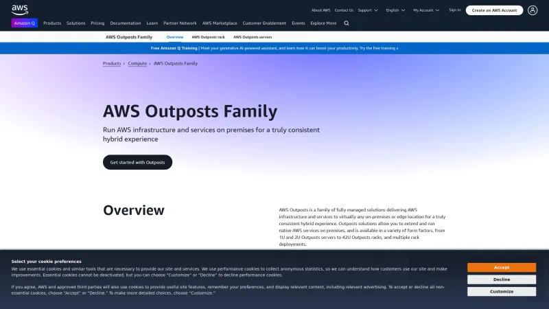 Homepage of AWS Outposts