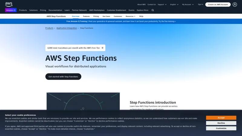 Homepage of AWS Step Functions