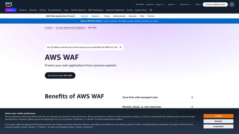 Homepage of AWS WAF