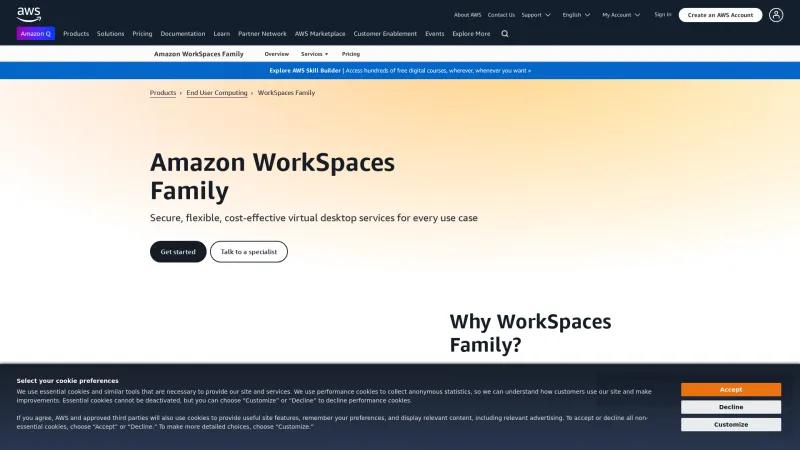 Homepage of Amazon WorkSpaces