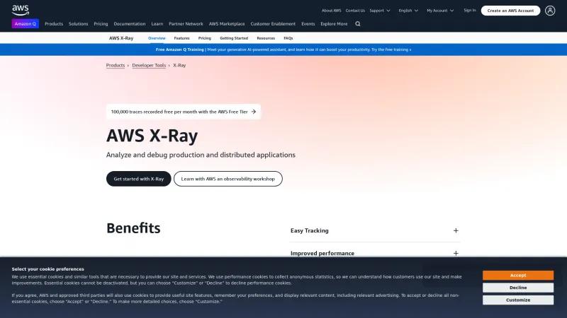 Homepage of AWS X-Ray