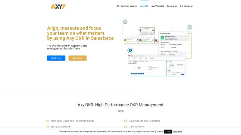 Homepage of Axy OKR