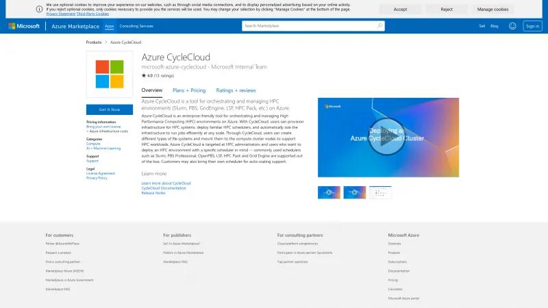 Homepage of Azure CycleCloud