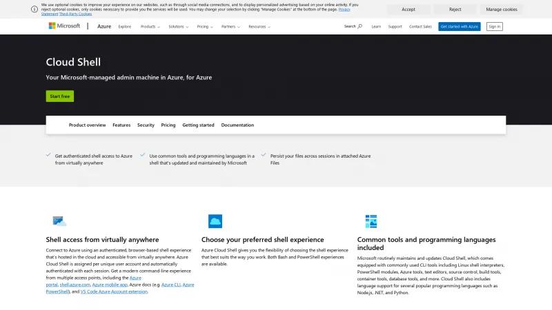 Homepage of Azure Cloud Shell