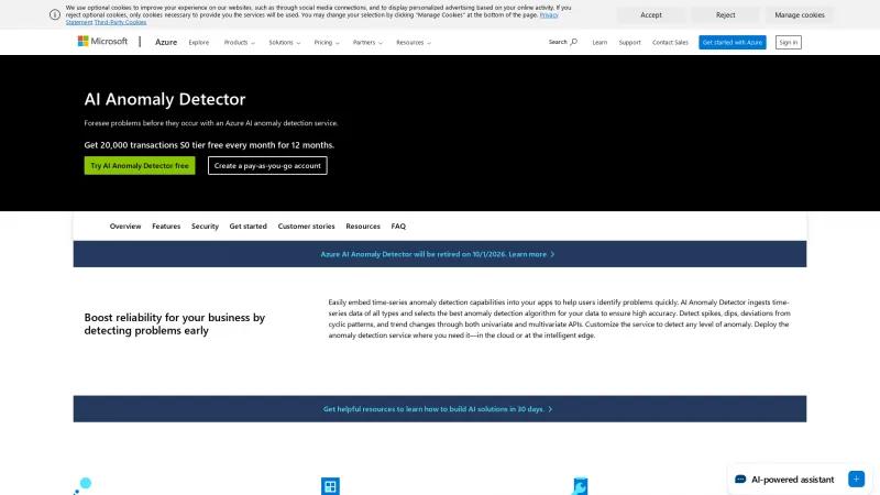 Homepage of Azure AI Anomaly Detector