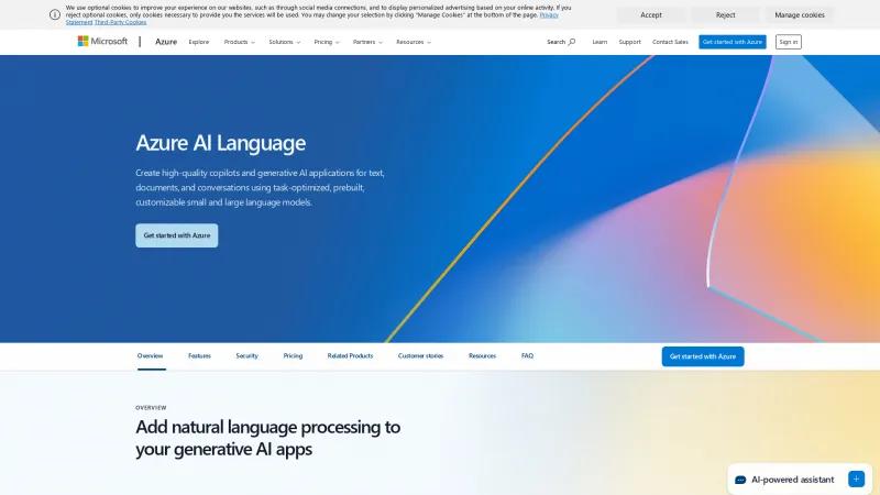 Homepage of Azure AI Language