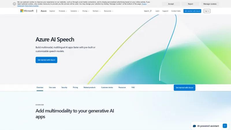 Homepage of Azure AI Speech