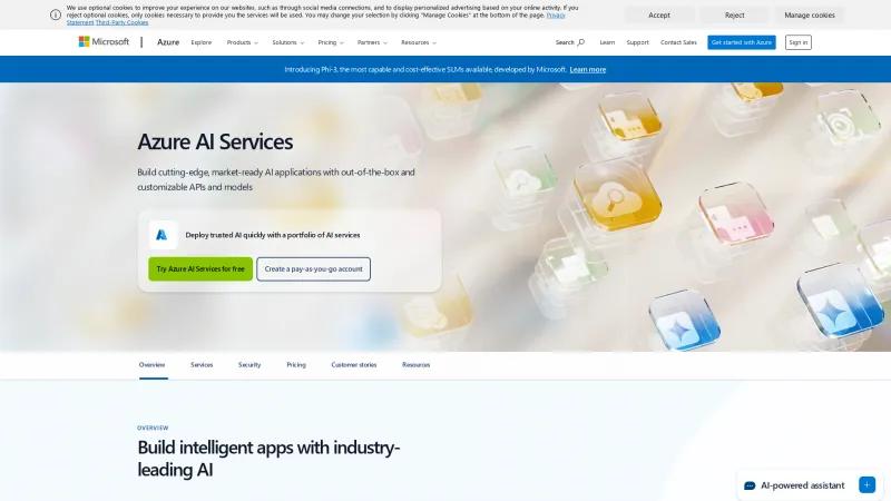 Homepage of Azure AI Services