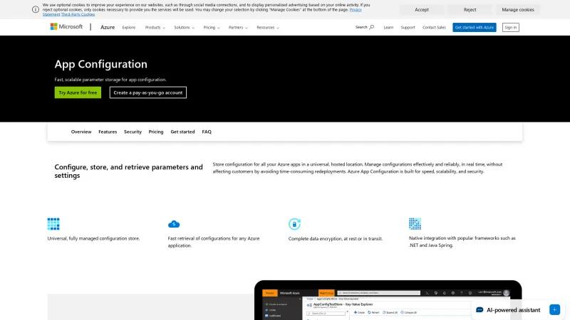 Homepage of Azure App Configuration