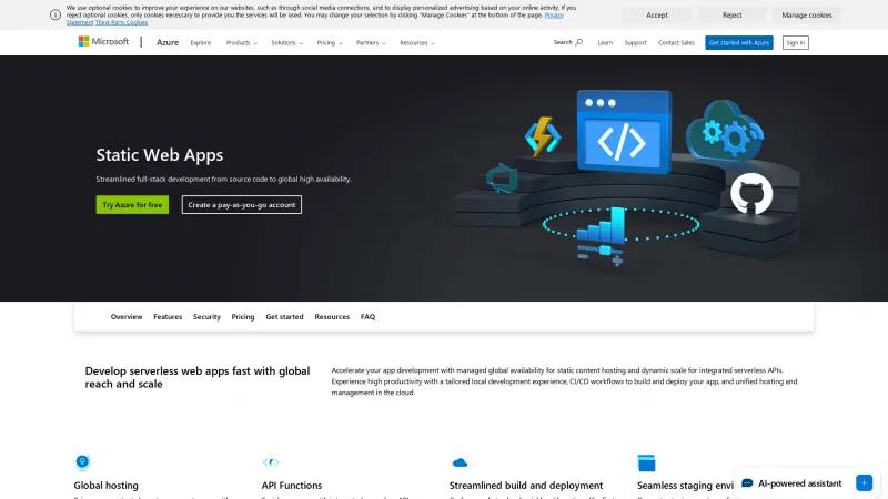 Homepage of Azure Static Web Apps