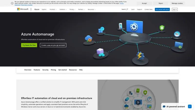 Homepage of Azure Automanage