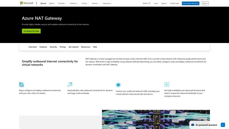 Homepage of Azure NAT Gateway