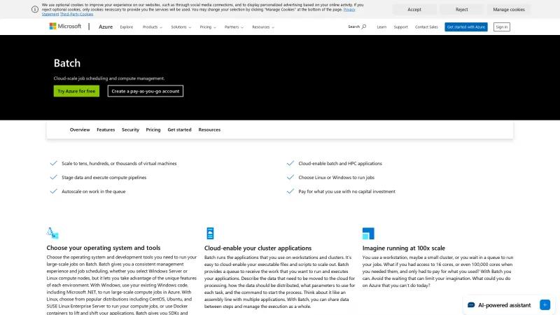 Homepage of Azure Batch