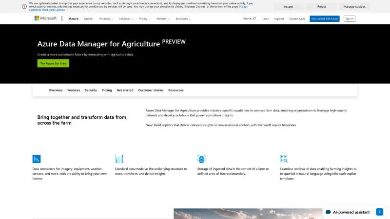 Homepage of Azure Data Manager for Agriculture